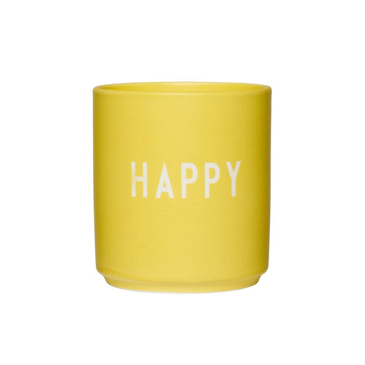 Design Letters - Happy  Porzellan Becher / Cup - gelb